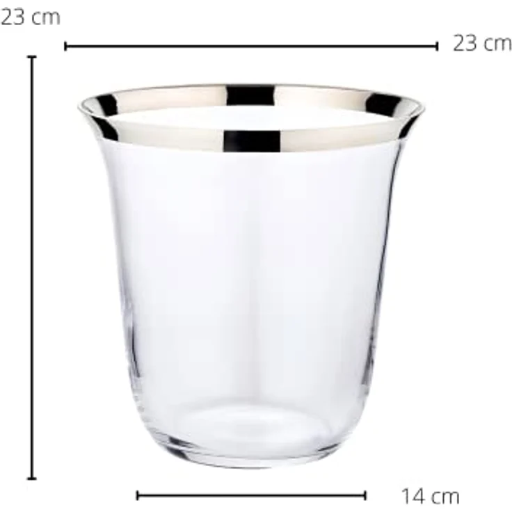 Flaschenkühler Sektkühler Toby, mundgeblasenes Kristallglas mit Platinrand, Höhe 23 cm, ø 22 cm – Bild 4