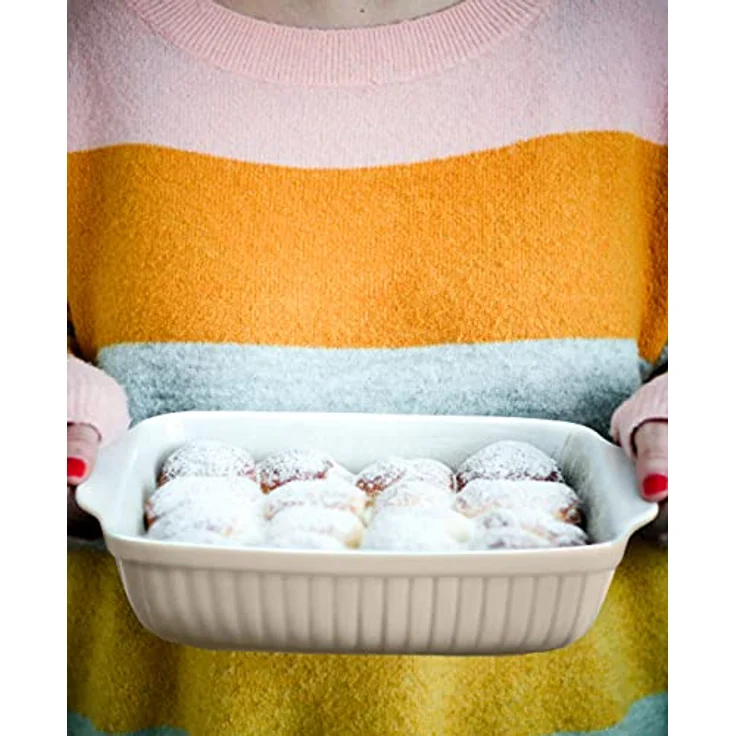 Mäser 931137 Serie Kitchen Time, Auflaufformen rechteckig im 2er Set, eckige Ofenformen, ideal auch für Lasagne, kratz- und schnittfest, Keramik, 33 x 24 x 8 cm - 25,5 x 16 x 7 cm, Grau – Bild 6
