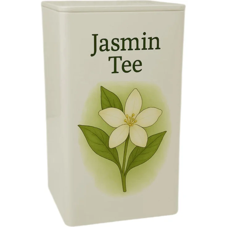speecheese Blumenspiel Jasmin Tee Dose, elegante Metallvorratsdose mit 900 ml Fassungsvermögen und floralem Design