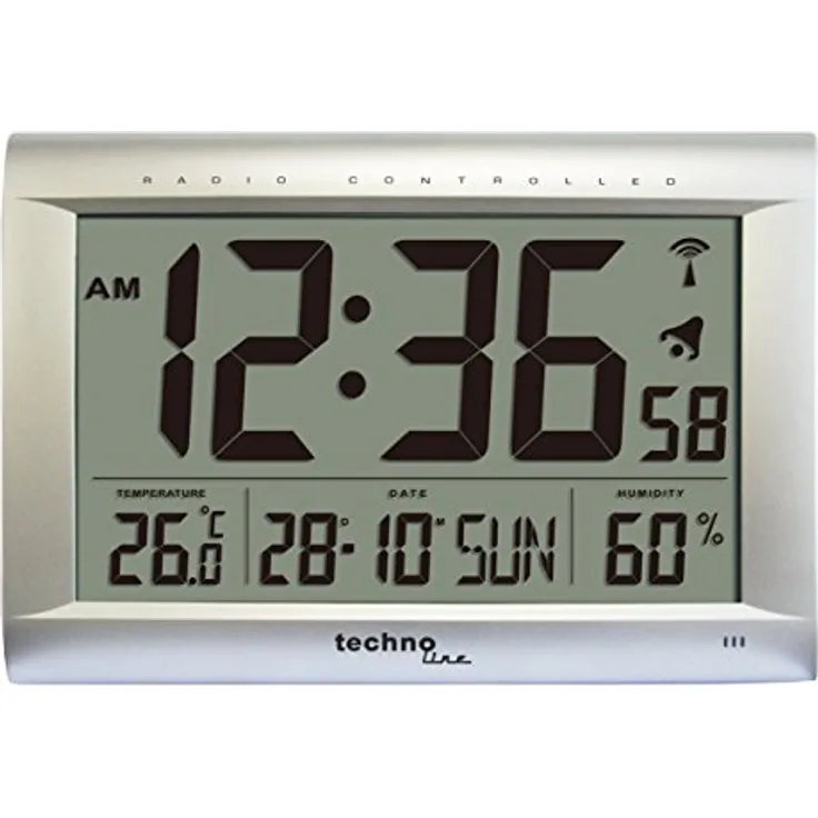 Technoline, WS 8009 Funk-Wanduhr, silber, 40,7 x 4,3 x 27cm