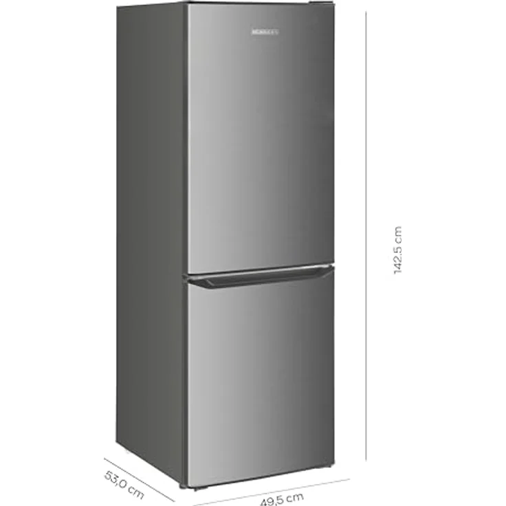 Heinrich´s Kühlgefrierkombination 173L, LED Beleuchtung, leise 40dB, große Tiefkühlboxen, 7 Temperaturstufen, Heinrich´s(inox) – Bild 5