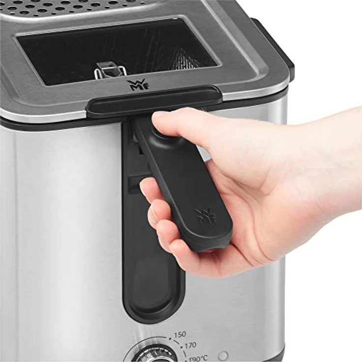 WMF 3200001143 Fritteuse, 1000W, Drehregler, schwarz, Edelstahl, 1 L Volumen, mit wenig Öl – Bild 5