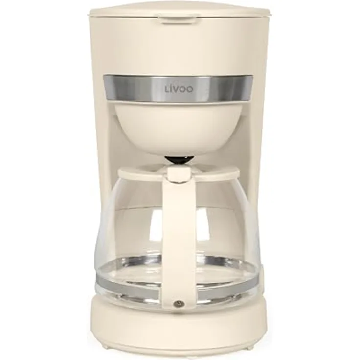 Livoo DOD200C, Elektrische Kaffeemaschine mit 12 Tassen, 1,25 l Fassungsvermögen, 750 W, wiederverwendbarer Filter, Warmhaltefunktion