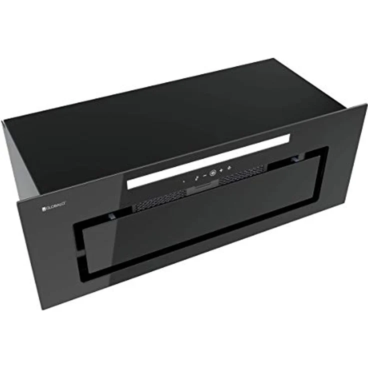 GLOBALO Dunstabzugshaube, Einbauhaube für Küche, Flachlüfter, mit Beleuchtung, Einbaubreite 80 cm, 4 Leistungsstufen, Gehärtetes Glas und Lackierter Stahl, Loteo 80.4 Black, Schwarz – Bild 1
