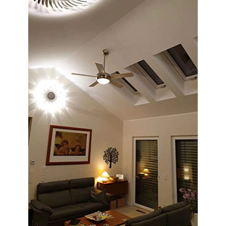 AireRyder Deckenventilator Ursa mit Beleuchtung und Fernbedienung, Gehäuse Satin Nickel, Flügelfarbe Silber-Walnuss, 132 cm – Bild 9