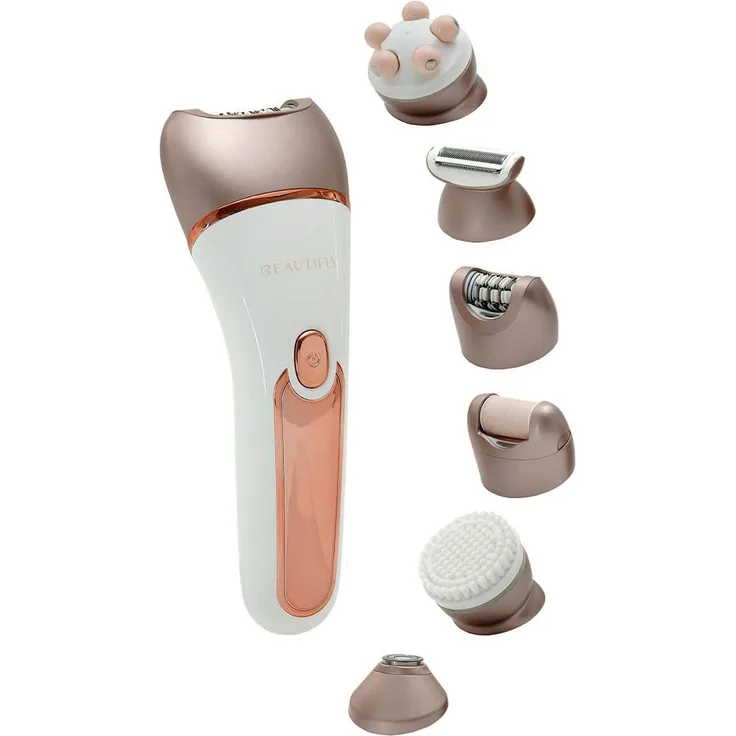 Beautifly 5-in-1 Beauty Silk Epilator, Epilierer mit LED-Beleuchtung, Massagegerät, Rasierer, elektrische Fußfeile und Peelingbürste, wasserdicht