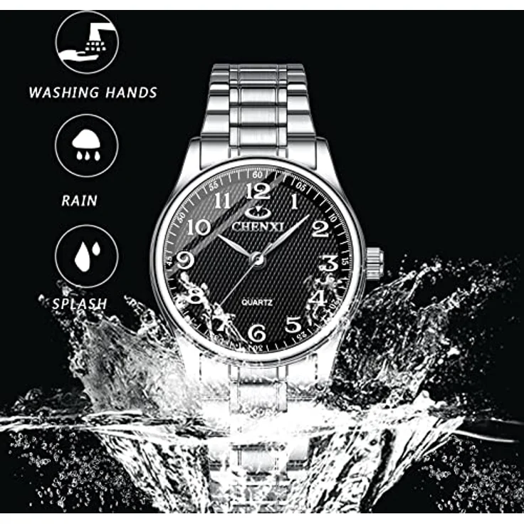 JewelryWe Damen Armbanduhr Analog Quarz, 30M wasserdicht, Edelstahl mit römischen Ziffern und leuchtenden Zeigern, Schwarz – Bild 5