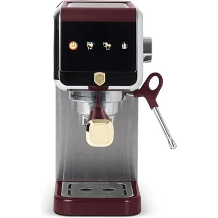 Berlinger Haus 2-in-1 Kaffeevollautomat Leonardo Collection, Automatischer und Siebträger, Digitale Steuerung, Edelstahl, bordó, mit professionellem Milchaufschäumer und Touchscreen-Display – Bild 3