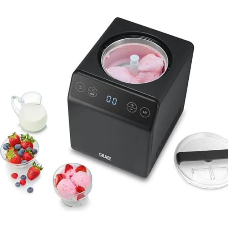 GRAEF Eismaschine IM706 | eisenglimmergrau | Eis und Joghurtmaschine | automatische Kühlfunktion, Rührfunktion | 2 Liter Eiscreme | akustischer Signalton – Bild 3