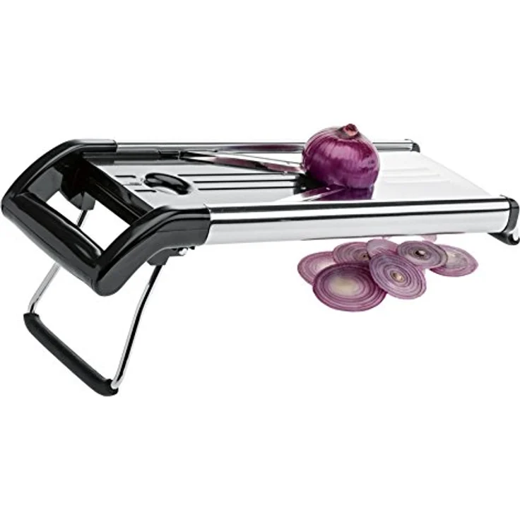 Küchenprofi Gemüsehobel PROFESSIONAL , Inklusive 5 Schneideinsätze , Mandoline für Obst, Gemüse und Kartoffeln , Gemüseschneider in Geschenkverpackung , Verstellbarer Gemüsehobel, Edelstahl – Bild 2