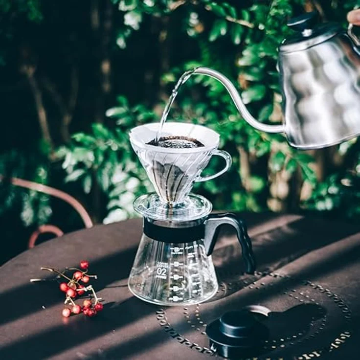 HARIO V60 Coffee Dripper and Server Set 02 - Black, inkl. 600mL Glaskanne und 40 Filterpapieren – Bild 4