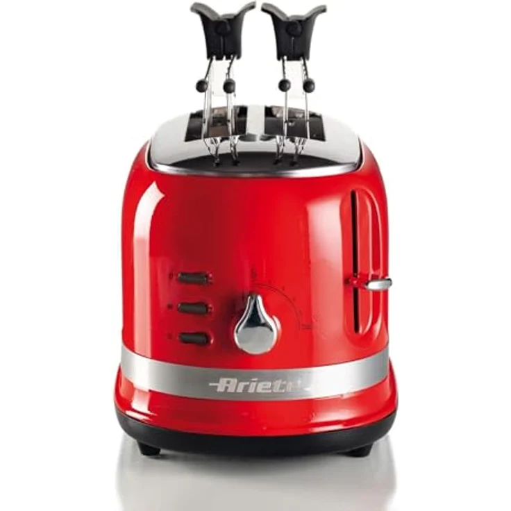 Ariete 0149 2 Scheiben Toaster Modern mit Zange, Automatischer Auswurfschub, Krümelschublade, Auftau- und Aufwärmfunktion, 6 Bräunungsstufen, 800 W, Kunststoff, rot – Bild 3