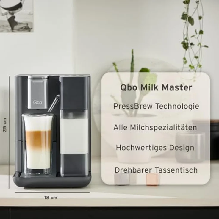 Tchibo Qbo MILK MASTER Premium Kapselmaschine inkl. 30 recyclebare Qbo Kapseln für Cappuccino, Espresso, Caffè Crema, Milchschaum auf Knopfdruck mit abnehmbarem Milchtank 300ml, Lipstick Red – Bild 7