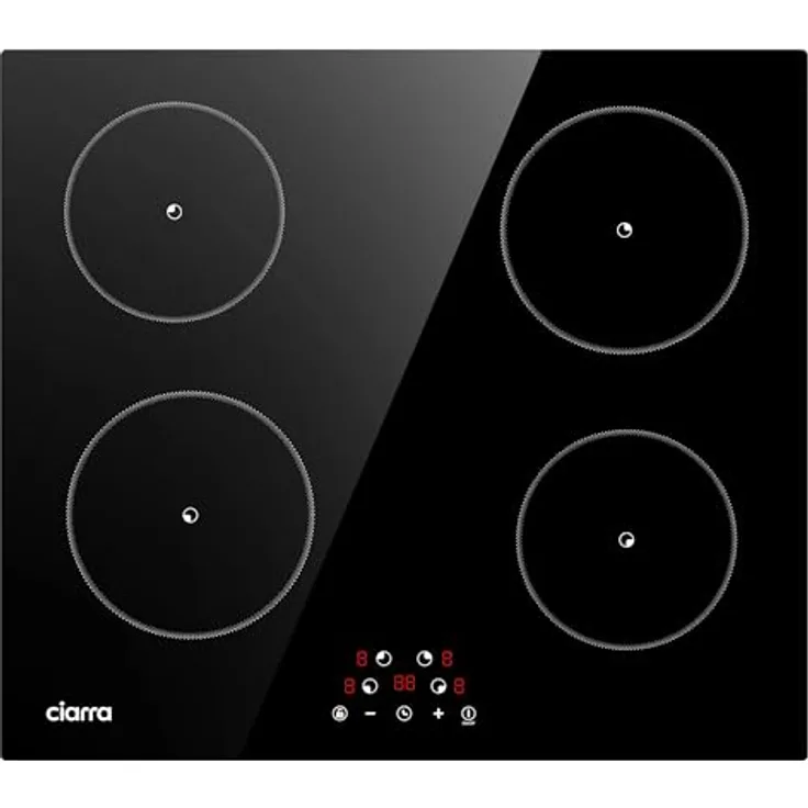 CIARRA CABBIH4-F Einbau Induktionskochfeld 60 cm 4 Platten Induktionskochplatte Kochfeld Induktion Touch-Bedienung 9 Leistungsstufen Timer Kindersicherung Abschaltautomatik Restwärmeanzeige, schwarz