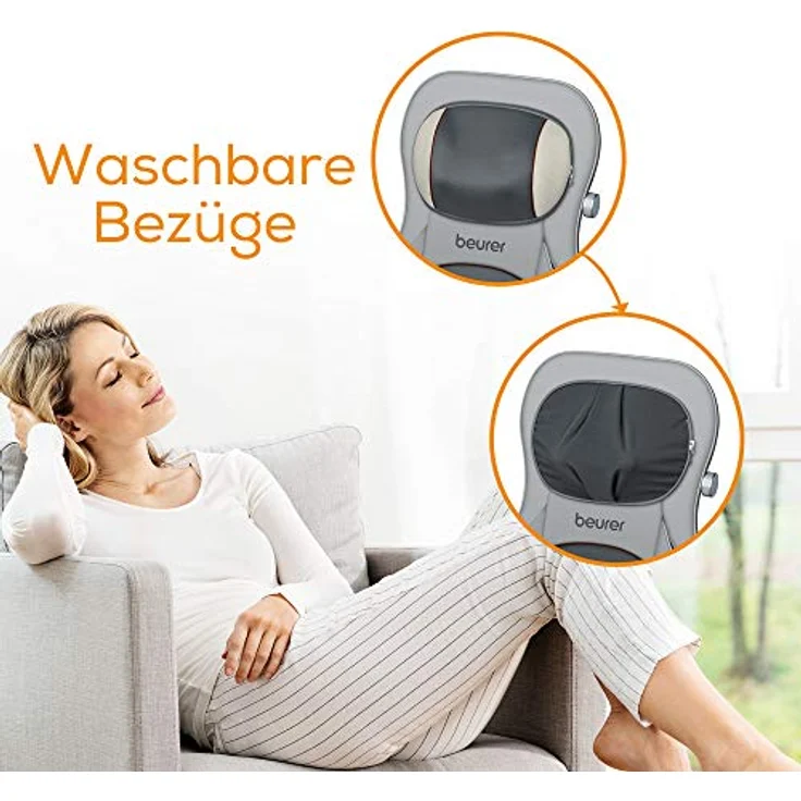 Beurer MG 320 Shiatsu Massagesitzauflage, für Rücken, Nacken und Oberschenkel, zusätzliche Luftkompressionsmassage, Licht- und Wärmefunktion – Bild 5