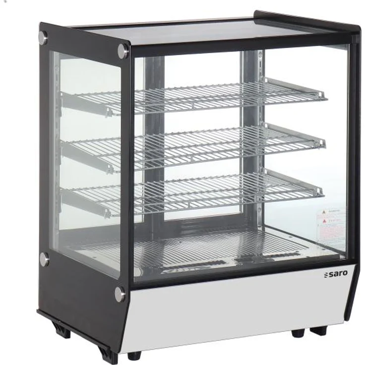 SARO Countertop-Kühlung Modell TAMAR 186, Edelstahlgehäuse mit gehärtetem Glas, digitale Temperaturkontrolle 0-12 °C, vierseitige Doppelverglasung, 3 höhenverstellbare Roste