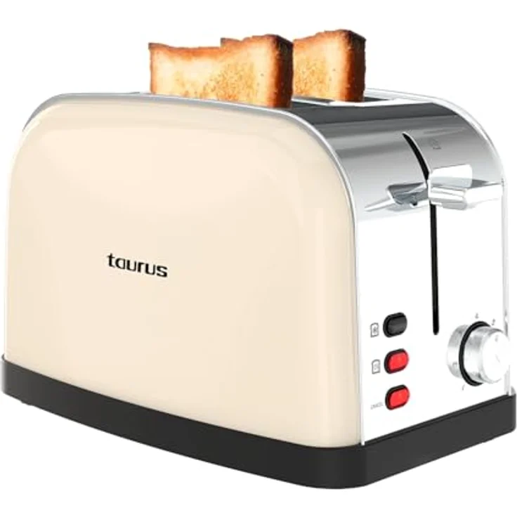 Taurus Toaster Vintage II Cream, 950 W, 2 Schlitze, 7 Bräunungsstufen, Edelstahlgehäuse, 3 Funktionen, Selbstzentrierung, Krümelschublade – Bild 1