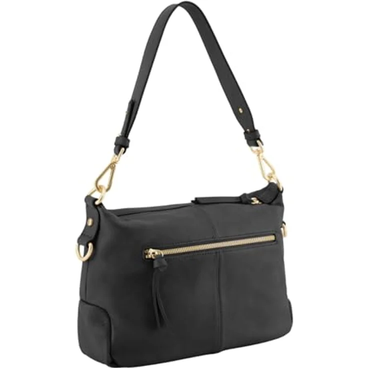 FredsBruder Just Easy Schultertasche, 31 cm, aus 100% Leder, schwarz – Bild 3