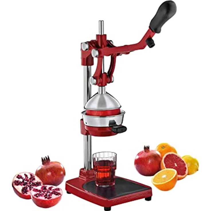 Cilio LIVORNO Granatapfel Presse, Saftpresse Manuell | rostfreier Edelstahl | Rot | Profi Fruchtpresse | Zitruspresse Handpresse für 25% mehr Saft | geringer Kraftaufwand | 18 × 25 × 48 cm – Bild 3
