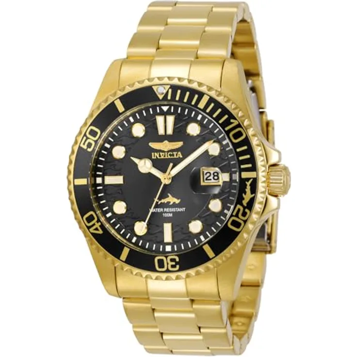 Invicta Pro Diver 30026, Edelstahl Herren Quarzuhrwerk, 43mm, schwarzes Zifferblatt, 10 bar wasserdicht