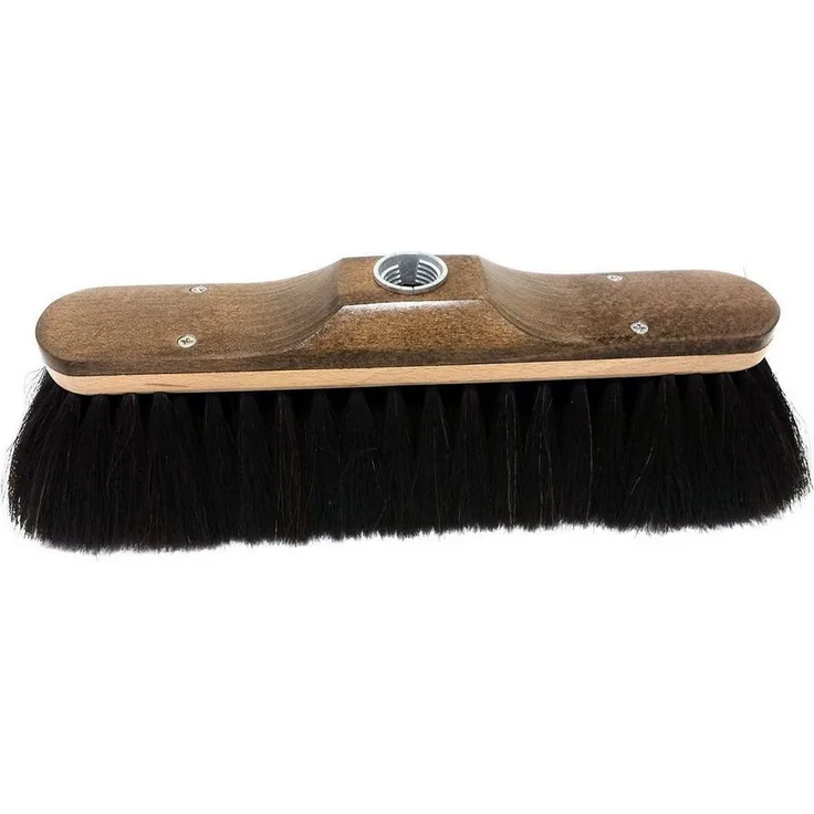 Bürstenhaus Redecker Rosshaarbesen 28 cm, Bodenreinigung mit gewachstem Buchenholz, schwarze Rosshaar-Bestückung