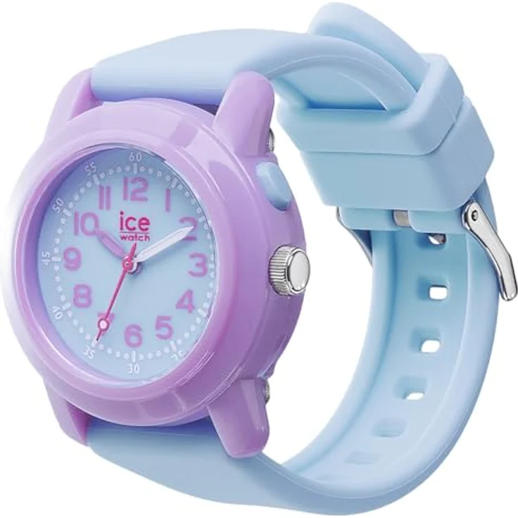 ICE-WATCH Ice Watch 024915, analoge Armbanduhr mit violettem Gehäuse und himmelblauem Silikonarmband, wasserdicht bis 3 bar, 34 mm Durchmesser – Bild 4