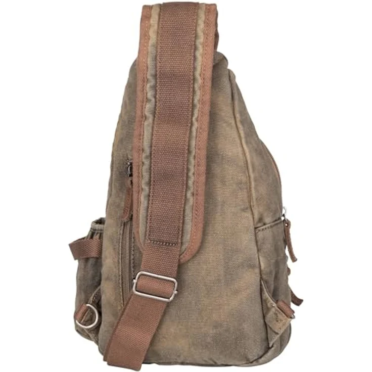 Greenburry Aviator Crossbag, Canvas Umhängetasche 23x35cm in khaki, rustikaler Vintagestil, verstellbarer Schultergurt – Bild 2