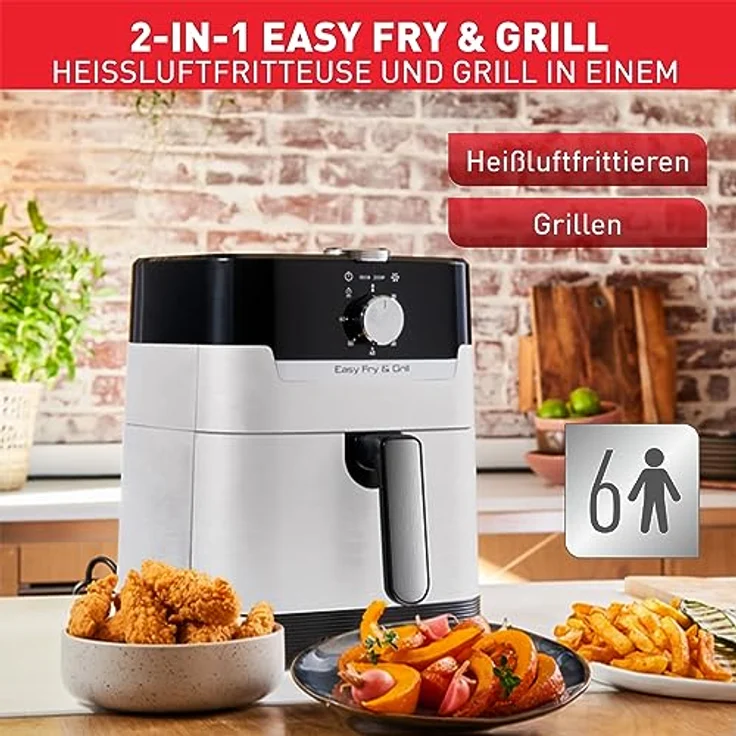 Tefal EY501A Easy Fry & Grill Heißluftfritteuse | 4,2 L Fassungsvermögen | 2-in-1 Technologie | Extra Crisp-Technologie | energiesparend | Grill-Technologie | Timer | Nube – Bild 4
