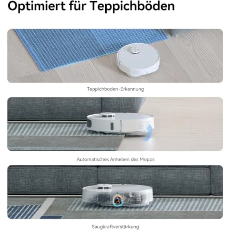 "Imou Nass-Trocken-Saugroboter RV3 2-in-1 Roboter Staubsauger mit Wischfunktion und Reinigungsstation, inkl. ausziehbarem Mopp, IMOU-SENSE KI-Algorithmus, extrastarke 8500 Pa Saugkraft, leistungsstarker 6400 mAh Akku, LIDAR-Mapping, automatische Teppicherkennung" – Bild 11