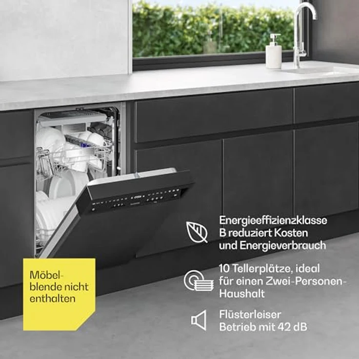 Klarstein Velaire Geschirrspüler 45cm, Halbintegriert, 10 Plätze, 9 Programme, 42 dB, AquaStop, Kindersicherung, B-Energieeffizienz – Bild 3