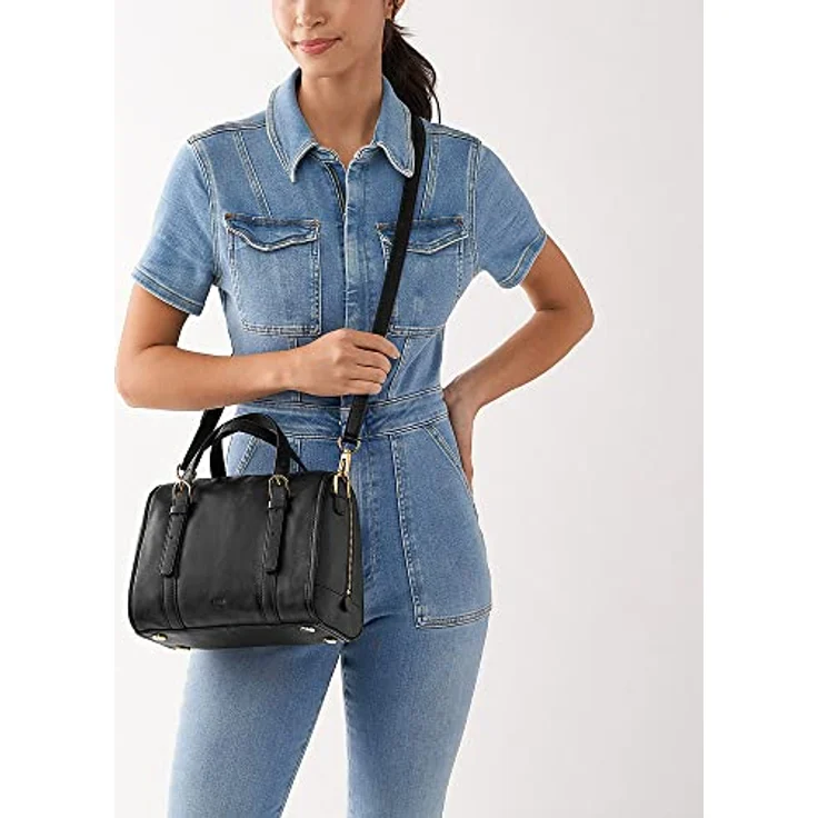 Fossil Umhängetasche Carlie, Rindsleder, Black (schwarz), mit weiter Öffnung – Bild 5