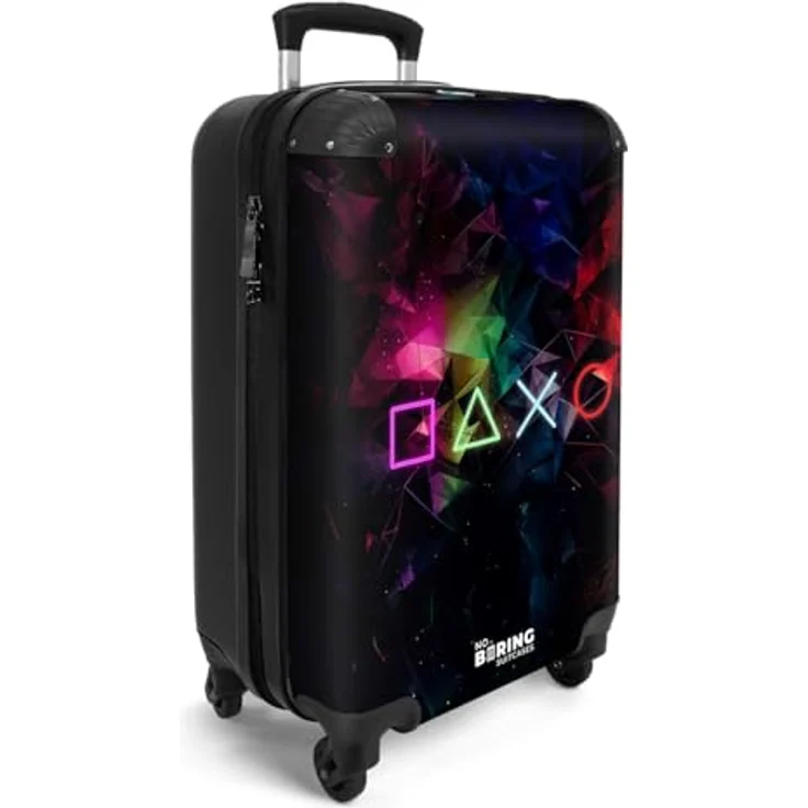 NoBoringSuitcases.com© Kinderkoffer Spiele - Neon 55x35x20cm, 4 Rollen, 36 Liter Stauraum - Kinder Koffer Klein, Trolley Handgepäck, Reisekoffer – Bild 3