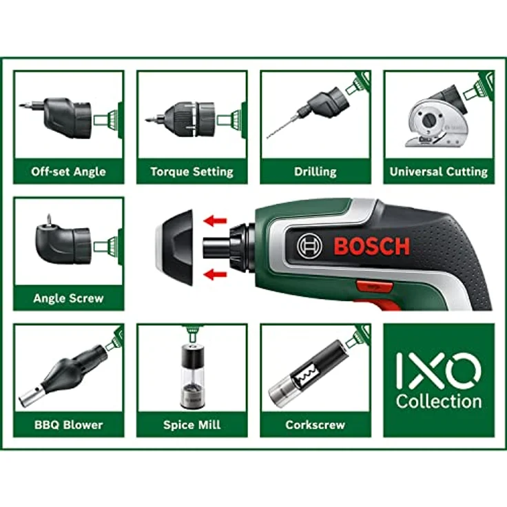 Bosch Gewürzmühlen-Aufsatz für IXO Akkuschrauber, Mahlgradeinstellung für grobes und feines Mahlen, kompatibel mit IXO Generation 3 – Bild 5