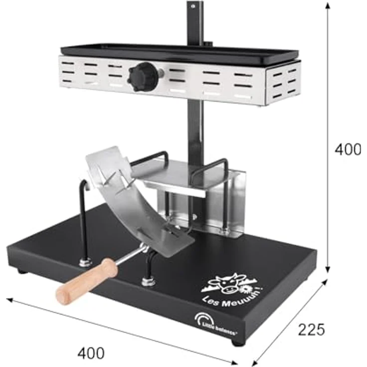 LITTLE BALANCE 8752 Savoyarde, Raclette für 8 Personen mit verstellbarer Heizrampe, Grillfunktion, PFAS-frei, Edelstahl/Schwarz, 850 W – Bild 3