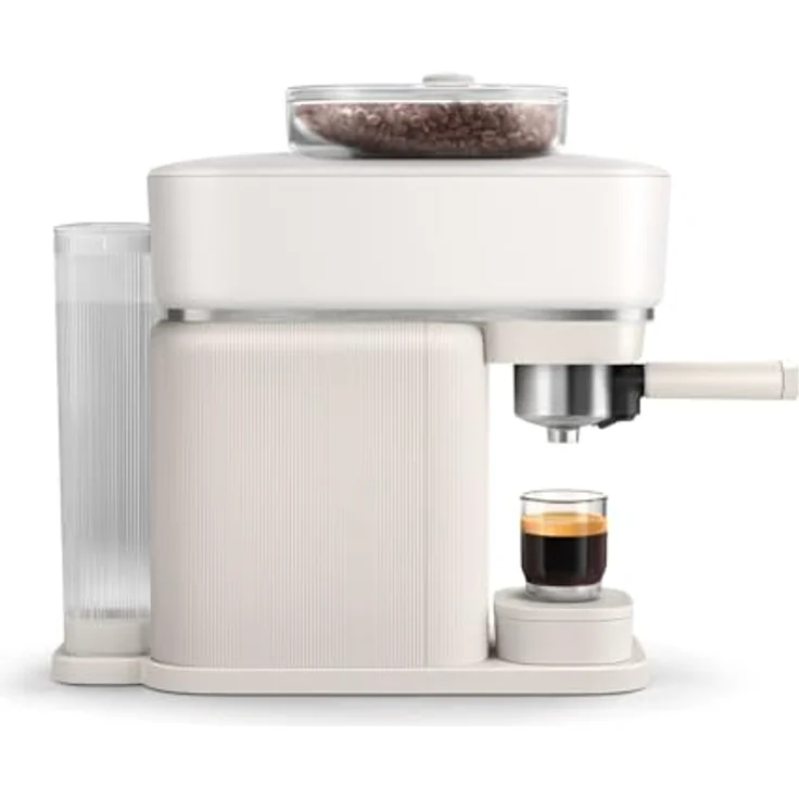PHILIPS baristina Espressomaschine Bean swap BAR320/00, Mahlwerk für ganze Bohnen, doppelter Bohnenbehälter, 16 bar Pumpendruck, naturweiß – Bild 9