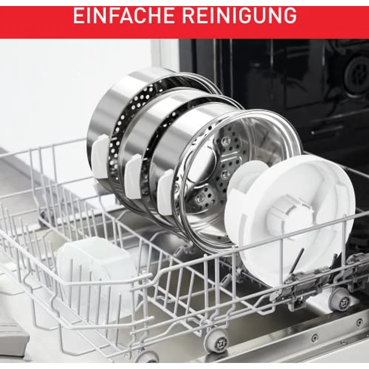 Tefal VC502D Convenient Series Deluxe Dampfgarer | einfacher Touchscreen | 8 Programme | Garen auf 3 Ebenen | Behälter aus Edelstahl | langlebige Qualität | gesunde Zubereitung | Edelstahl/Weiß – Bild 4