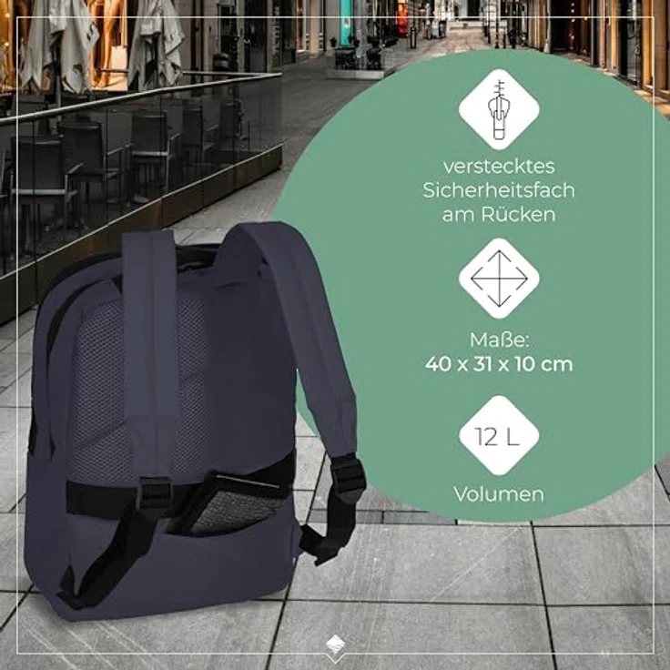 travelite Daypack BASICS Plane RV, Freizeitrucksack mit Laptopfach für Geräte bis 14", wasserabweisend, Sicherheitsfach, in trendigen Farben erhältlich – Bild 5