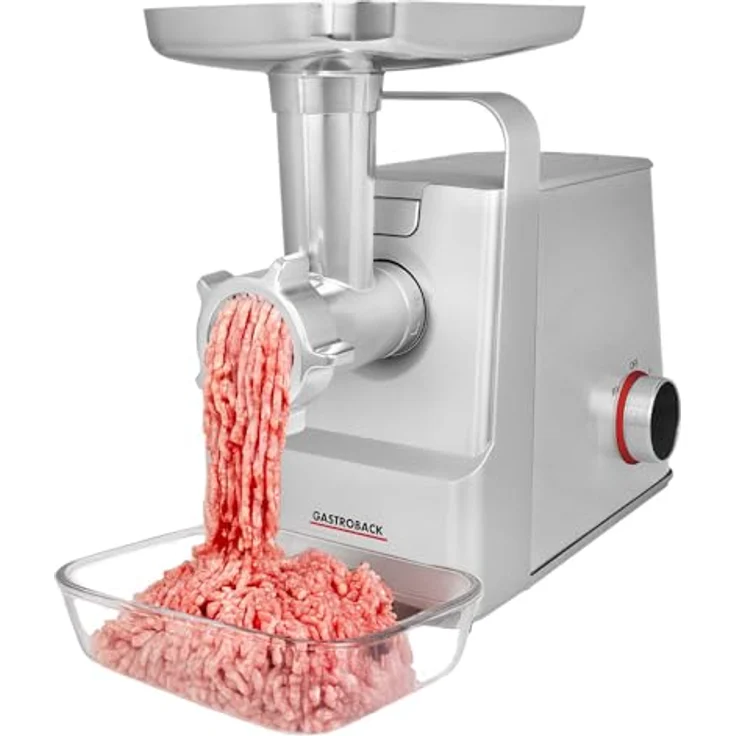 Gastroback Fleischwolf Design 6-in-1 Plus, leistungsstarker Fleischwolf mit 700 W und Burger-Presse – Bild 1
