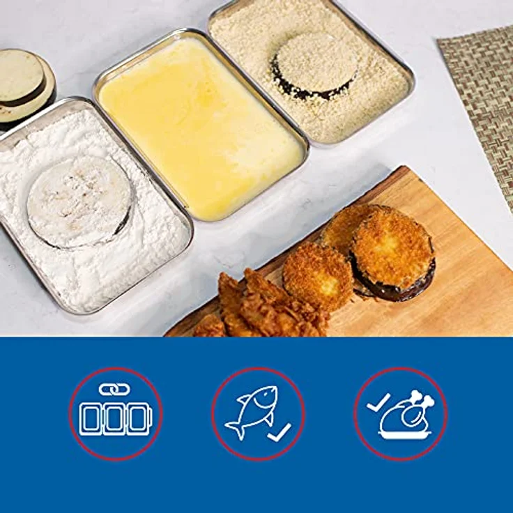 Küchenprofi 0801102803 Panierset, 3-teilig edelstahl, silber, (L:22 cm; B:15 cm; H:3 cm) – Bild 4