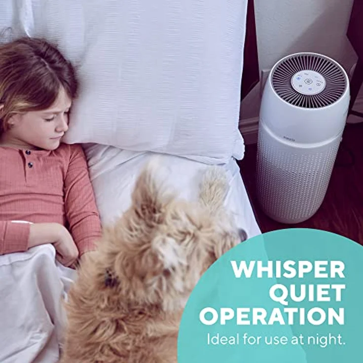 HoMedics TotalClean PetPlus 5 in 1 Luftreiniger Echte HEPA-Filterung entfernt 99,97% aller Allergene in der Luft, 3 Geschwindigkeitsstufen, Timer-Funktion und Auto-Off-Timer bis zu 12 Stunden  Weiß – Bild 5
