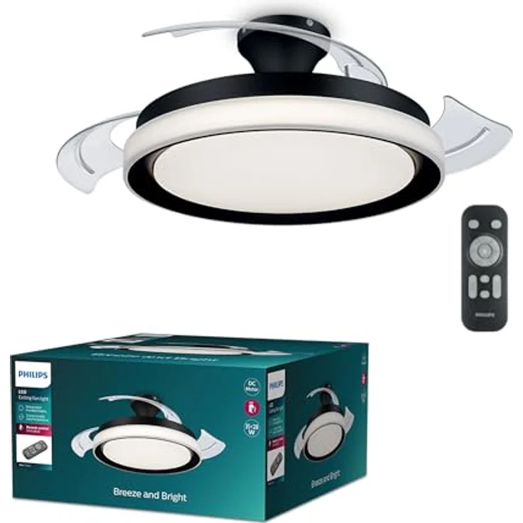 Philips Bliss LED DC-Deckenleuchte Ventilator 28W+35W, 2700-5500K, schwarz – Bild 2