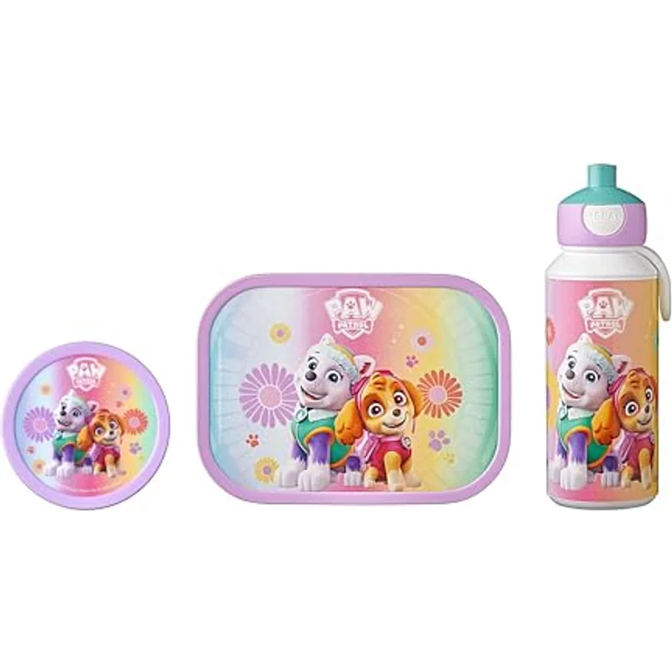 Mepal Campus Lunchset Paw Patrol Girls | Fruchtbox, Bentobox & Trinkflasche | Spülmaschinenfest & BPA-frei | 300, 400 & 750 ml | Mit Fächern, Gabel & Clip-Verschluss | Perfekt für Mahlzeiten – Bild 1
