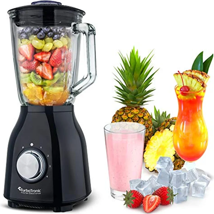 1400 Watt Standmixer mit Glasbehälter 1,5 Liter, BPA-frei, 6 Edelstahl-Klingen, Smoothie Maker, Blender, Ice-Crusher Schwarz – Bild 2