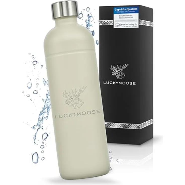 Luckymoose Wassersprudler Flasche Infinity, 0,75-1,25 Liter Edelstahl, spülmaschinenfest, für Aarke Carbonator 3, Philips GoZero & Brita SodaOne, bruchsicher – Bild 1