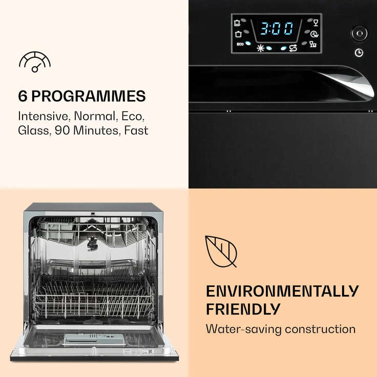 Klarstein Amazonia 8, Geschirrspüler, F, Geräuschemissionsklasse C, Geräuschemissionen 49 Dezibel – Bild 4