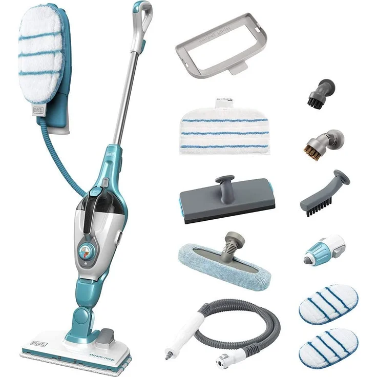 Black + Decker 13-in-1 Dampfbesen-Dampfreiniger Steam-mop (1300 Watt, mit SteaMitt Dampfhandschuh, umfangreiches Zubehör, AutoSelect Technologie für automatische Dampfmenge) FSMH1321JMS – Bild 2