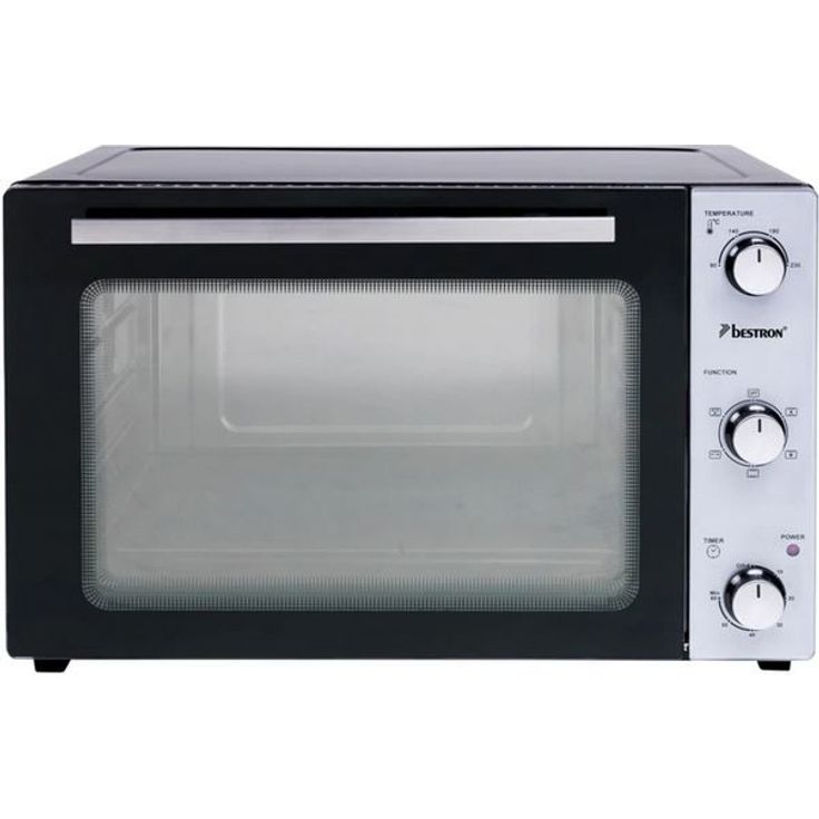 Bestron 2-in-1 Mini-Backofen mit Drehspieß, 45 Liter, 1800 W, Edelstahl, Schwarz – Bild 2