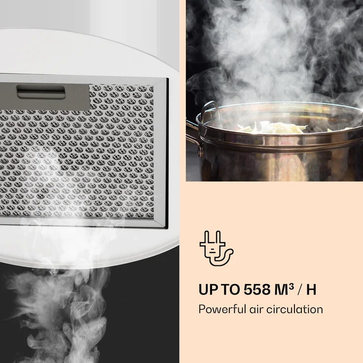 Klarstein Barett, Motorhaube, Insel, Breite: 35 cm, Tiefe: 35 cm, Umluft, weiß – Bild 4