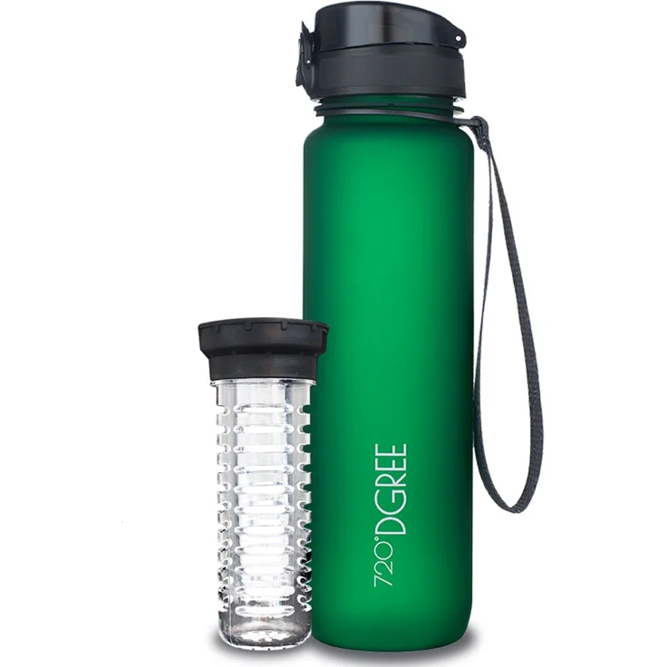 Trinkflasche Wasserflasche Fruchteinsatz 1L - BPA-Frei uberBottle 720 DGREE forest green – Bild 1