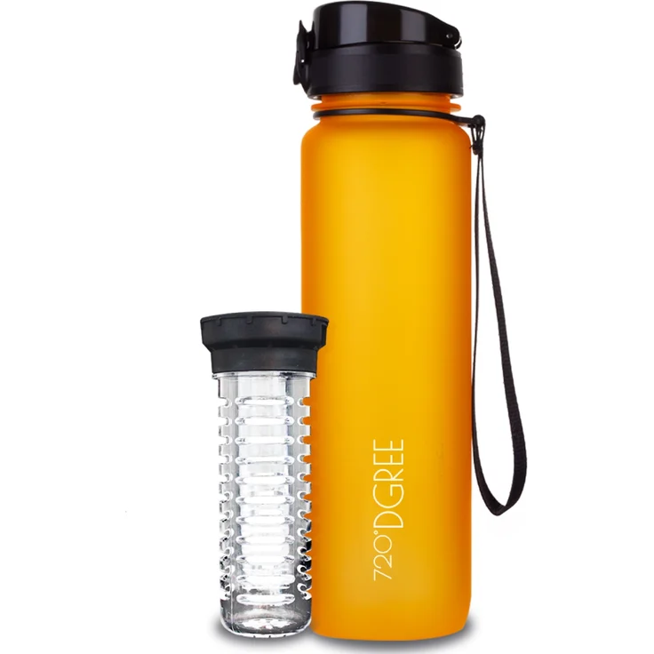 Trinkflasche Wasserflasche Fruchteinsatz 1L - BPA-Frei uberBottle 720 DGREE honey yellow – Bild 1
